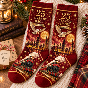 Wizard And Witch 25 Years Of Magic Gifts For Fan Movies - Personalized Crew Socks