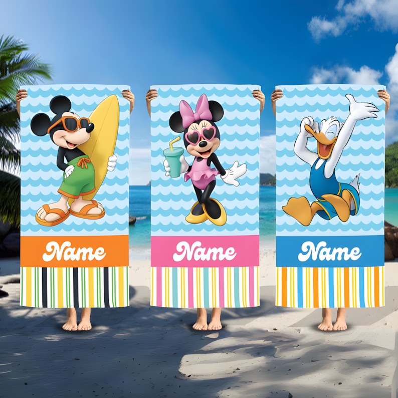 Magic Mouse And Friends - Summer Vibe - Personalized Beach Towel - Gift For Fan Movies