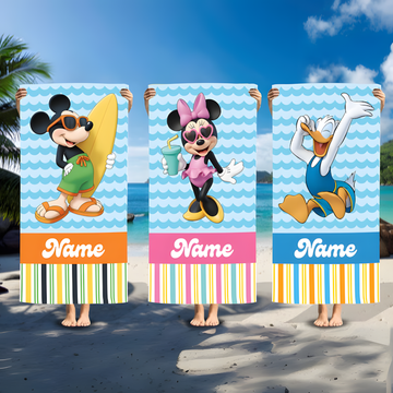 Magic Mouse And Friends - Summer Vibe - Personalized Beach Towel - Gift For Fan Movies