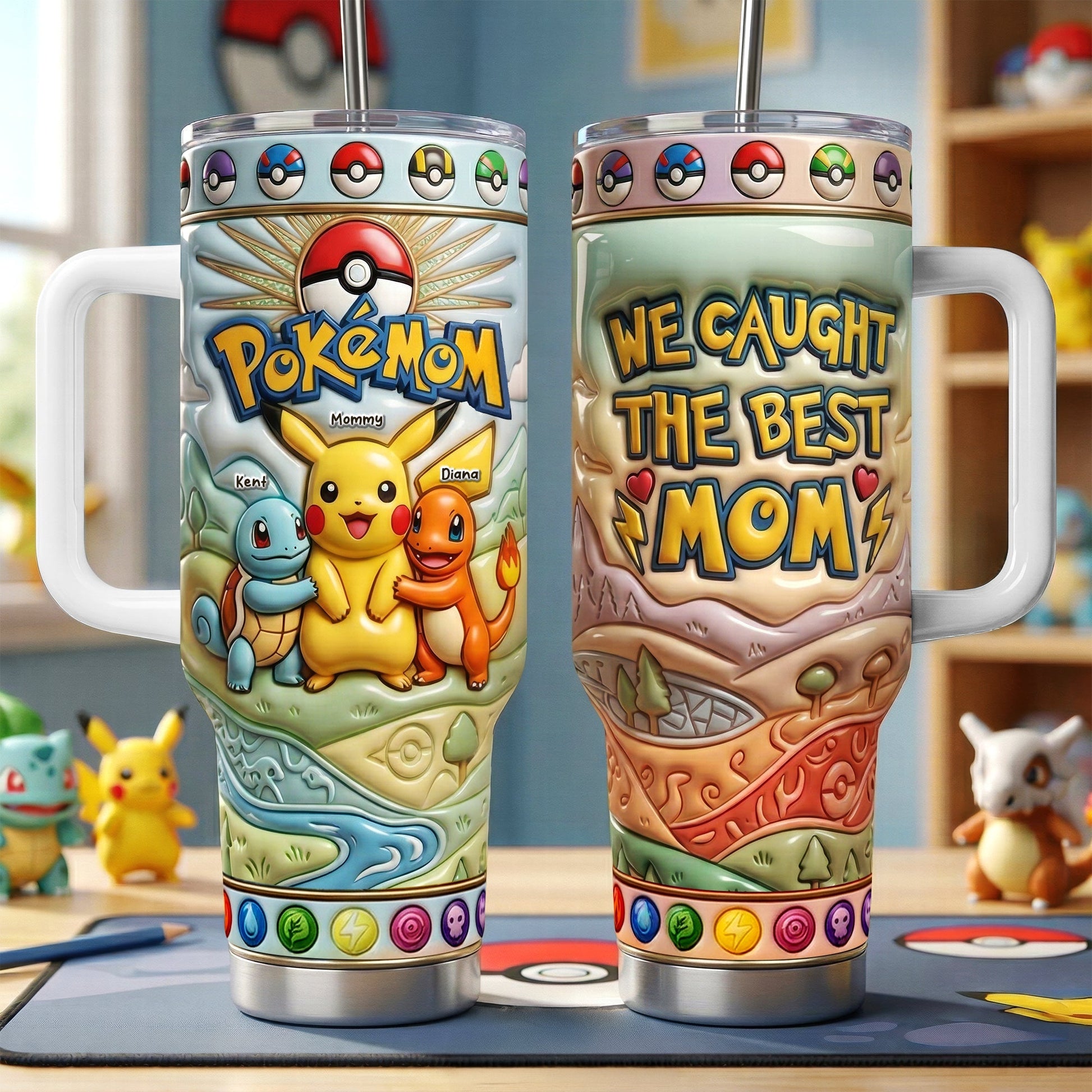 PoMo We Caught The Best Mom - Personalized Tumbler With Handle - Gift For Mom, Movie Fans