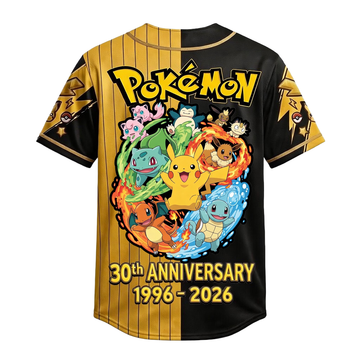 PoMo Celebrate 30 Years Of Catching Them All - Personalized Baseball Jersey For Kids, Adult - Anniversary Gift For Movie Fans BA01