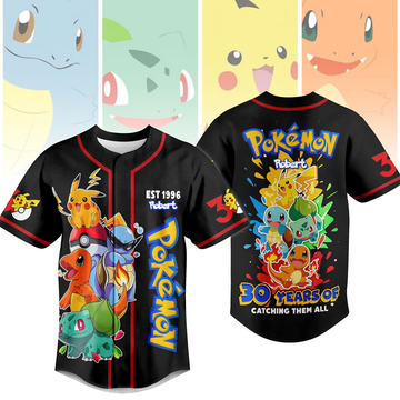 PoMo 30 Years Of Catching Them All - Personalized Baseball Jersey - Gift For Movie Fans BA01