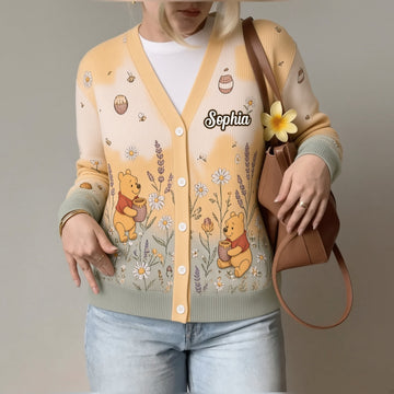 Sweet Honey Bear Custom Name For Her - Personalized Cardigan-DN2508261107