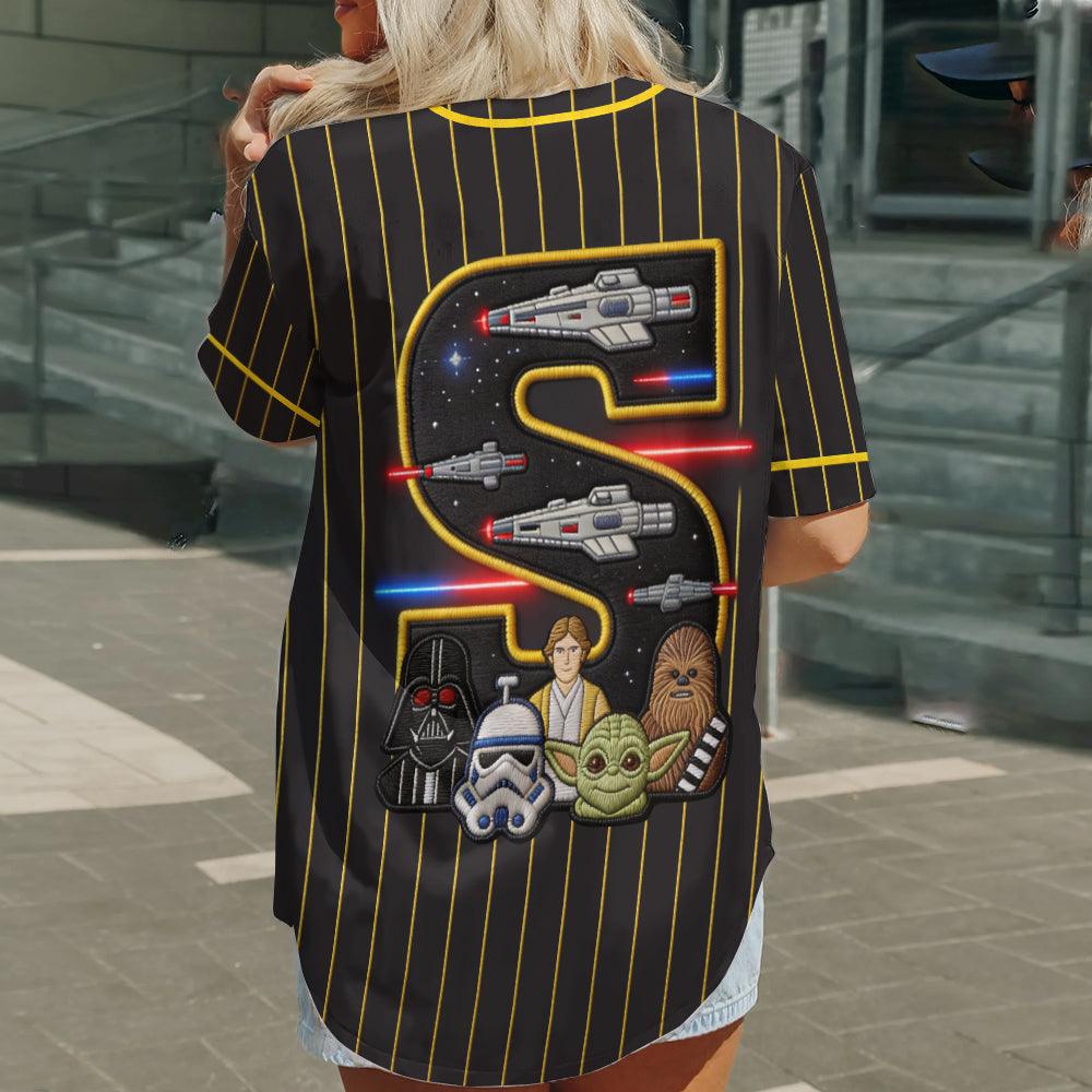 Stwa Galaxy Star The Force Alphabet Letter - Personalized Baseball Jersey For Kid, Youth, Adult - Gift For Movie Fans NL122