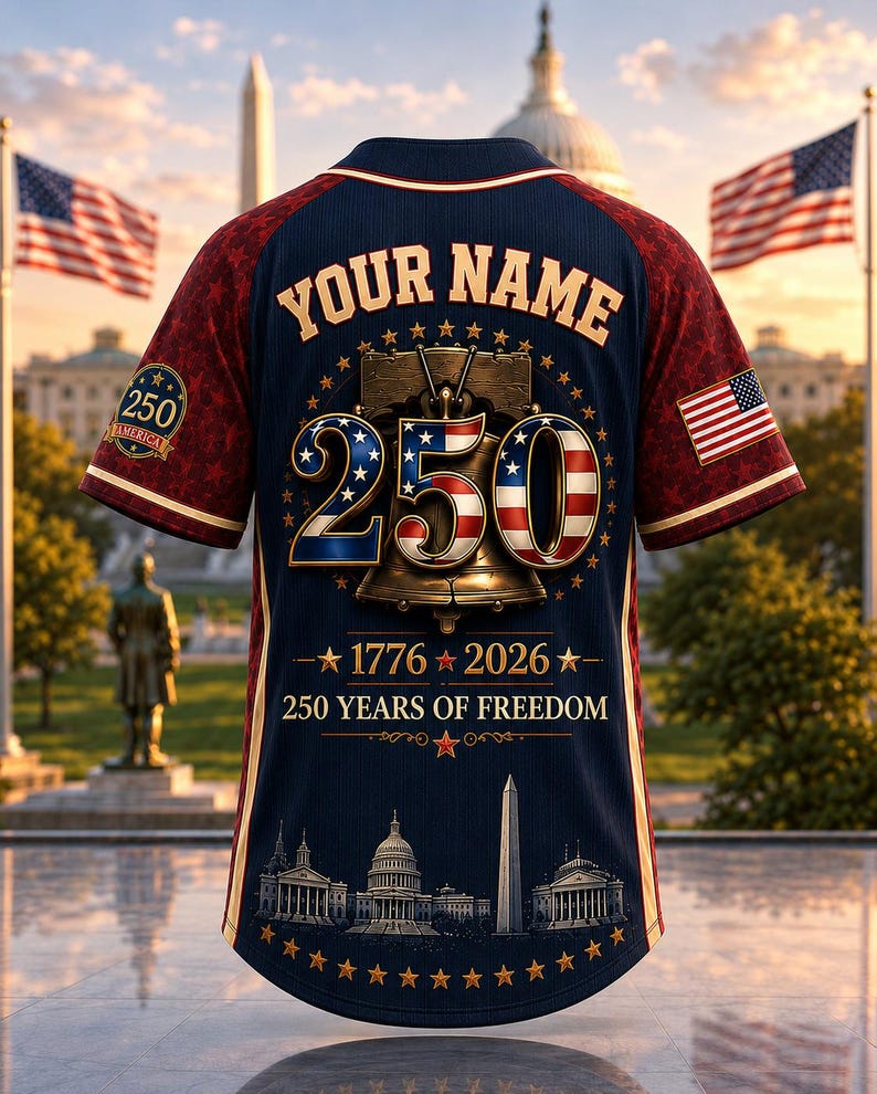Celebrate 250 Years Of America Freedom - Personalized Baseball Jersey - Gift For Patriots - image 2