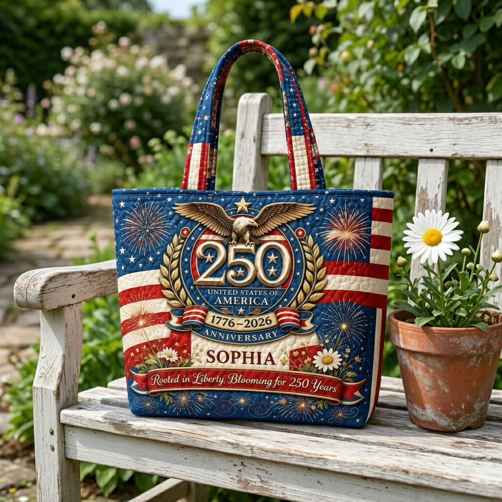 US 250th Anniversary Patriotic Bald Eagle - Personalized Quilted Tote Bag - Gift For Her - image 2