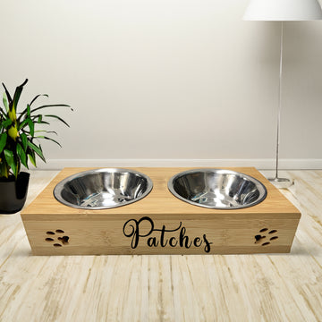 Custom Pet Bowls, Bamboo Wood Engraved Personalized Dog Bowls, Cat Bowls, Personalized Pet Gift, Personalized Pet Bowls Gift