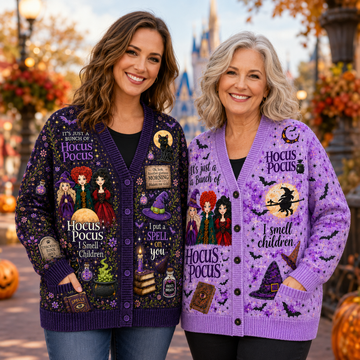 Classic Witch Trio Halloween - Personalized Cardigan-Witch Sisters-DN0909261502