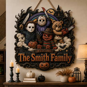 Cute Horror Characters Halloween Gift For Horror Fans - Personalized Wood Sign TN0309261813
