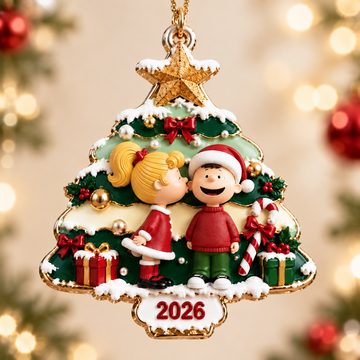 Penu Snowing Christmas  Tree Gifts For Couples - Personalized Acrylic Ornament