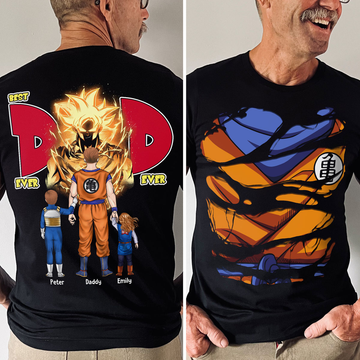 DrBa Best Saiyan Dad Ever - Personalized TShirt - Gift For Dad, Anime Fans