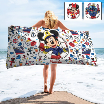 Summer Vacation With Magical Mouse Cruiser - Personalized Beach Towel - Vacation Gift For Movie Fans - MkMo - image 2