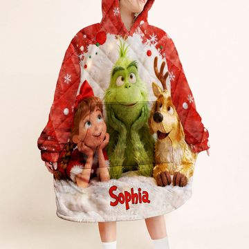 Grch Green Monster The Most Beautiful Time Of The Year - Personalized Blanket Hoodie - Christmas Gift HH01