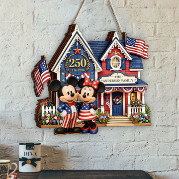 MkMo Magic Mouse Celebrate 250 Years Of America - Personalized Wood Sign - Gift For Movie Fans, Patriots