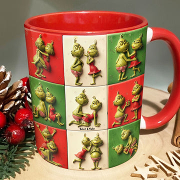 Grch Green Monster Naughty Couple - Personalized Accent Mug - Christmas Gift HH01