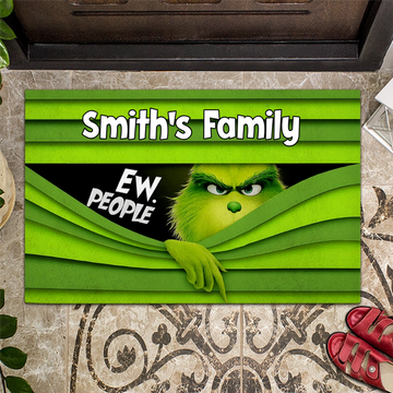 Grch Green Monster Ew People - Personalized Doormat - Christmas Gift HH01