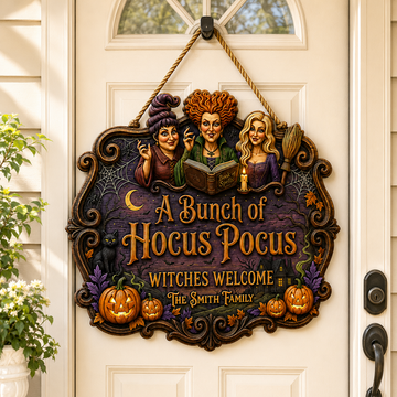 A Bunch Of Classic Witch Trio Halloween Gift For Family, Witch Lovers - Personalized Wood Sign TN0909261634