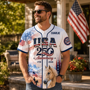 USA 250 Anniversary Horse Cavalry American Flag - Personalized Baseball Jersey - Gift For Patriots - image 2