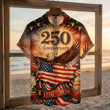US 250th Anniversary 1776 2026 Map Flag Eagle Fireworks - Hawaiian Shirt - Patriotic Gift For Dad - image 2