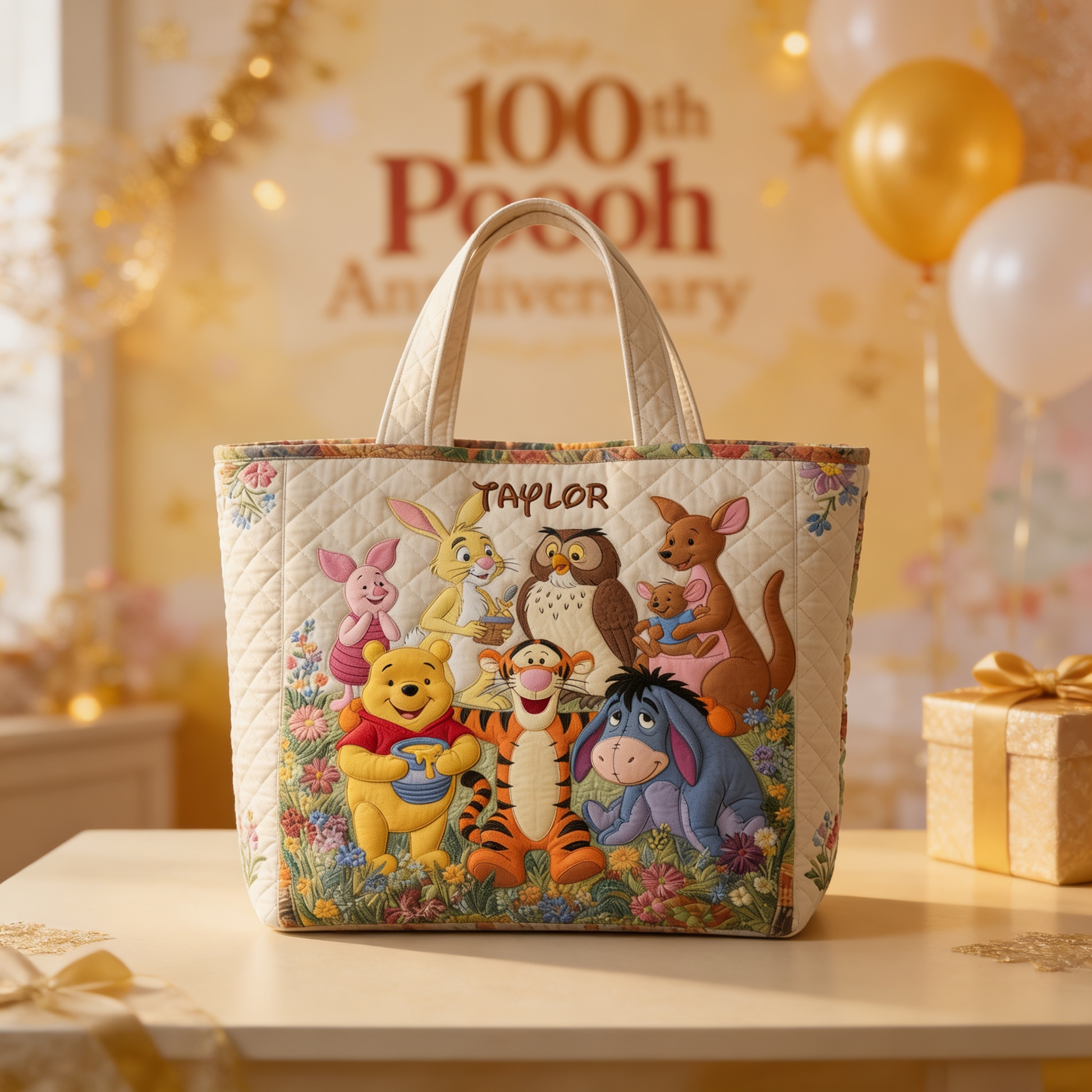 100th Anniversary Honey Bear & Forest Friends - Personalized Quilted Tote Bag - Gift For Movie Fans - DSNY - image 2