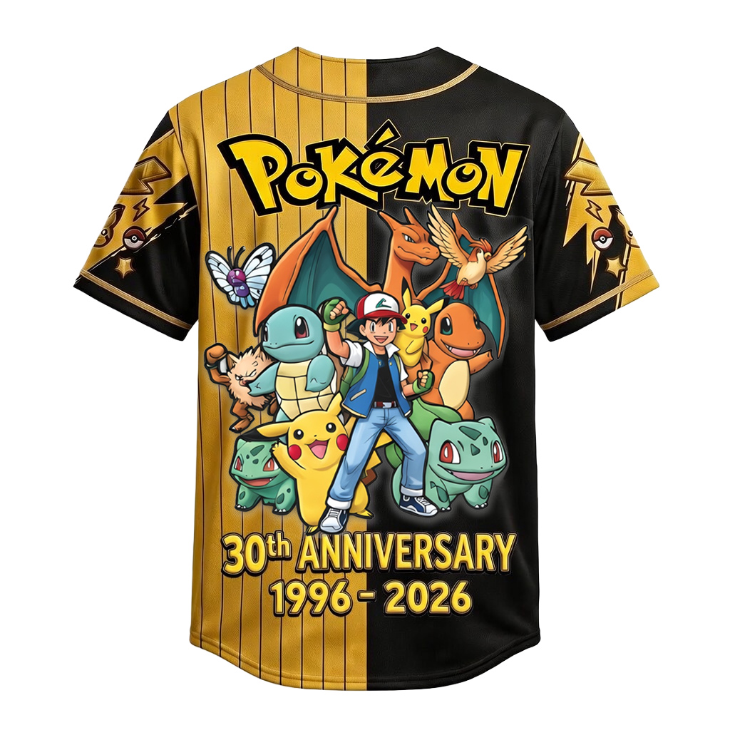 PoMo Celebrate 30 Years Of Catching Them All - Personalized Baseball Jersey For Kids, Adult - Anniversary Gift For Movie Fans HH01