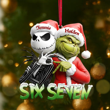 Nibc Grch Green Monster x Spooky Six Seven Meme - Personalized Acrylic Ornament - Christmas Gift For Friend, Besties HH01