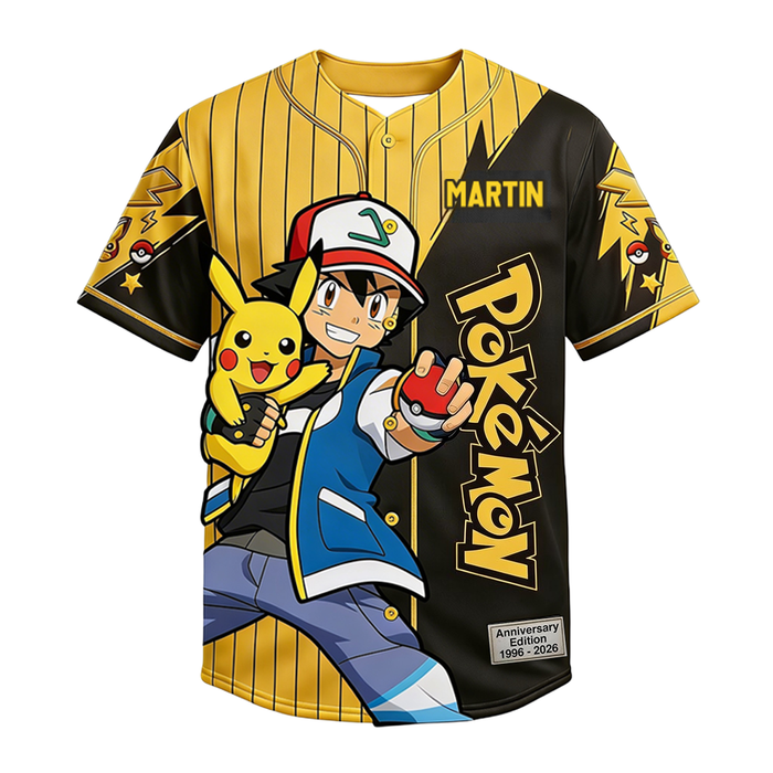PoMo Celebrate 30 Years Of Catching Them All - Personalized Baseball Jersey For Adult, Kid, Toddler - Anniversary Gift For Movie Fans BA01