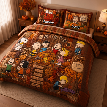 P-nust The Great Pumpkin Custom Name Gift For Family - Personalized Quilted Bedding Set TN2209261645
