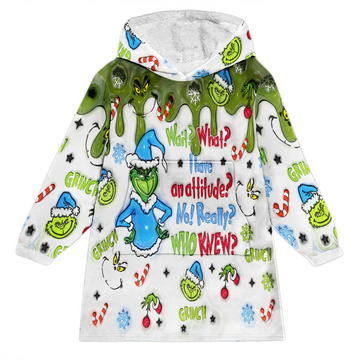 Grch Green Monster - Personalized 3D Inflated Effect Blanket Hoodie - Christmas Gift HH01