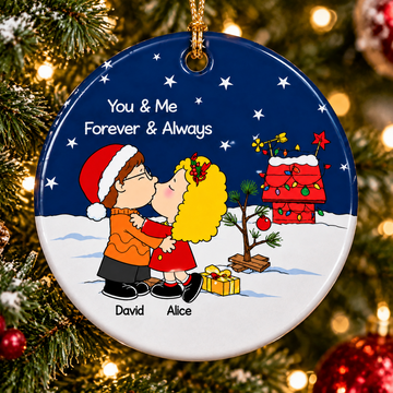 Penu Kissing Christmas Tree Gifts For Couple - Personalized Ceramic Ornament