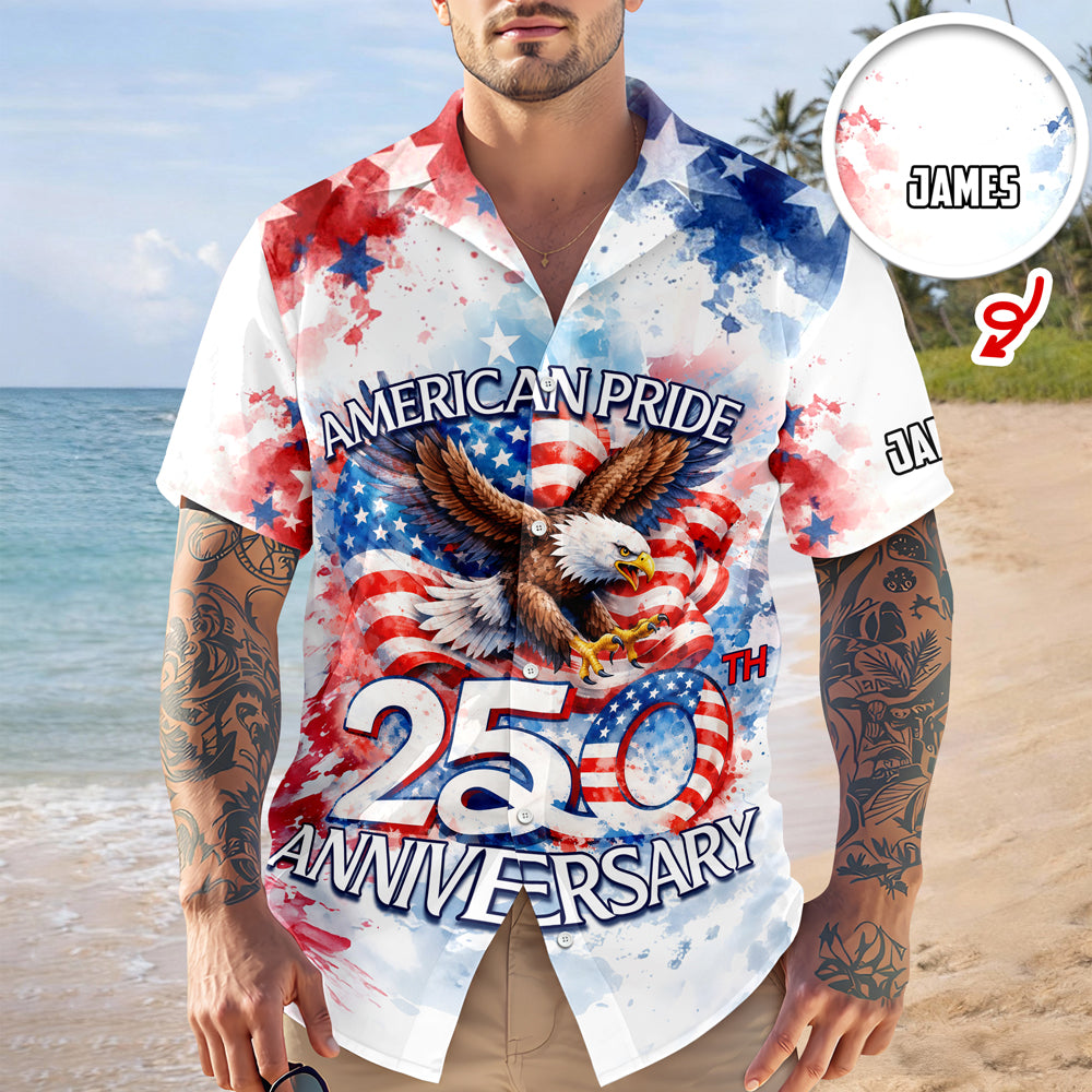 American Pride Patriotic 250th Anniversary Eagle 1776–2026 - Personalized Hawaiian Shirt - Gift for Dad, Husband, Grandpa HN02 - image 2