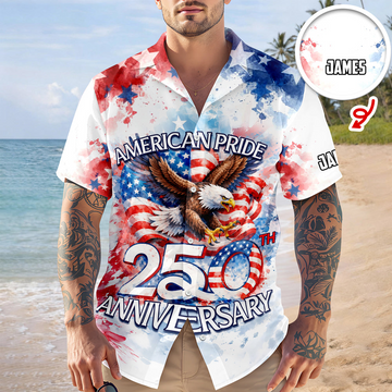 American Pride Patriotic 250th Anniversary Eagle 1776–2026 - Personalized Hawaiian Shirt - Gift for Dad, Husband, Grandpa HN02 - image 2