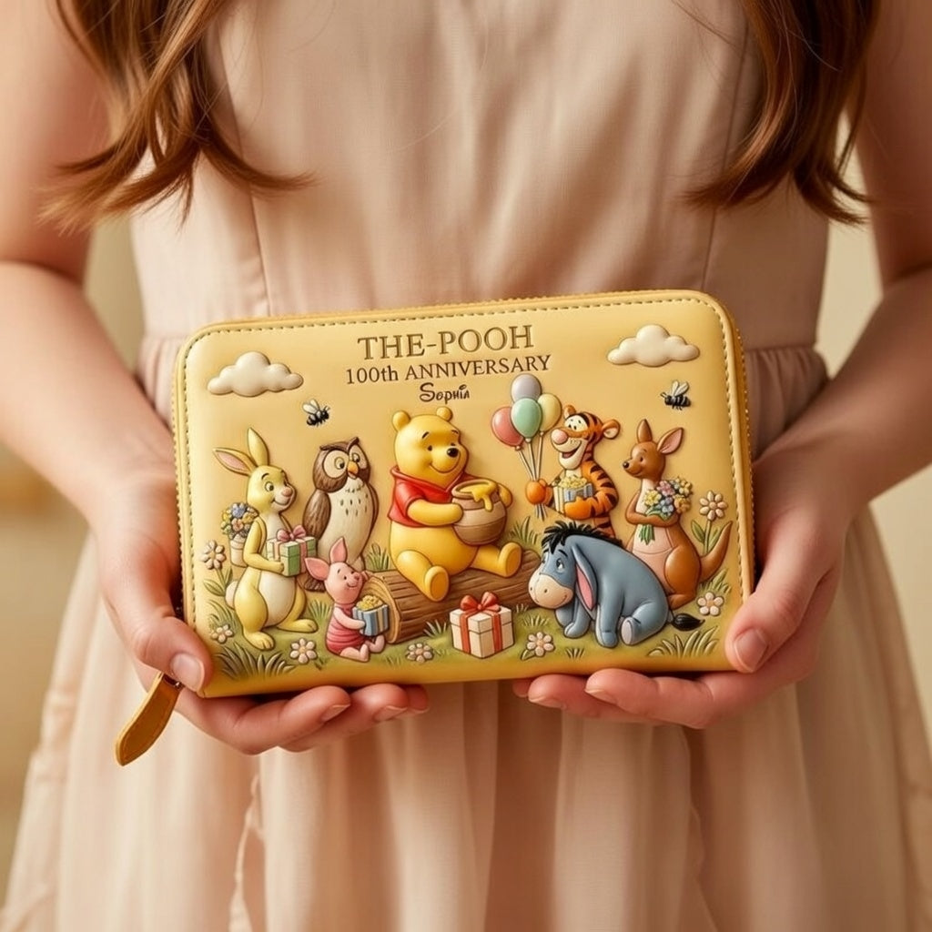 DSNY Honey Bear With Friends 100th Anniversary - Personalized Leather Handbag And Long Wallet - Gift For Fan Movies HH01 - image 4