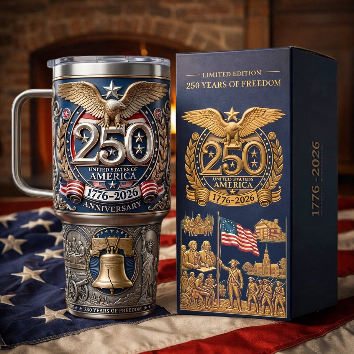 United States Eagle Liberty Bell 250th Anniversary - Personalized Tumbler - Gift For Patriots - image 2