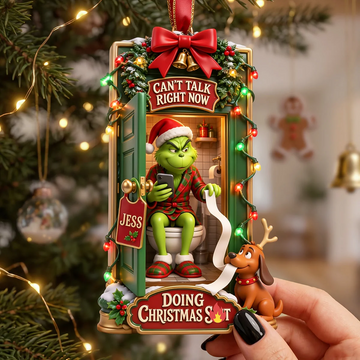 Grch Funny Green Monster Potty Custom Name Christmas Gift - Personalized Acrylic Ornament HH01