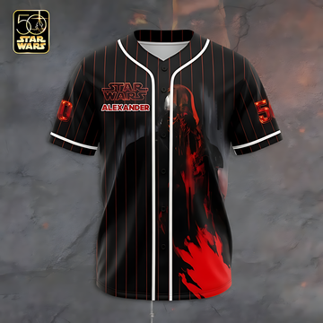 Stwa 50th Anniversary With Red Evil Captian - Personalized Baseball Jersey - Gift For Dad, Movie Fans