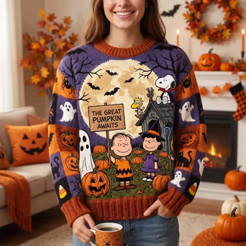 P-nust The Great Pumpkin Awaits Custom Name Halloween Gift - Personalized Ugly Sweatshirt -TN2209261819