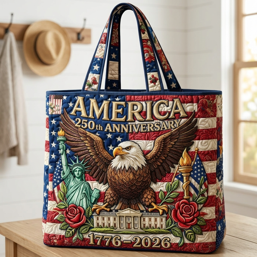 CT6060518 America 250th Anniversary Eagle Honor - Quilted Tote Bag - Patriotic Gift For Her - image 2