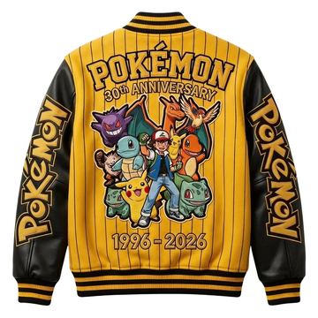 PoMo Celebrate 30 Years Of Catching Them All Custom Name Anniversary Gift - Personalized Varsity Jacket For Adult And Kid -TN1609260224