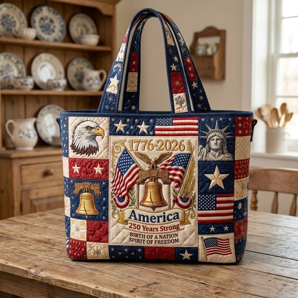 America 250 Years Strong 1776-2026 - Quilted Tote Bag - Patriotic Gift For Her - image 3