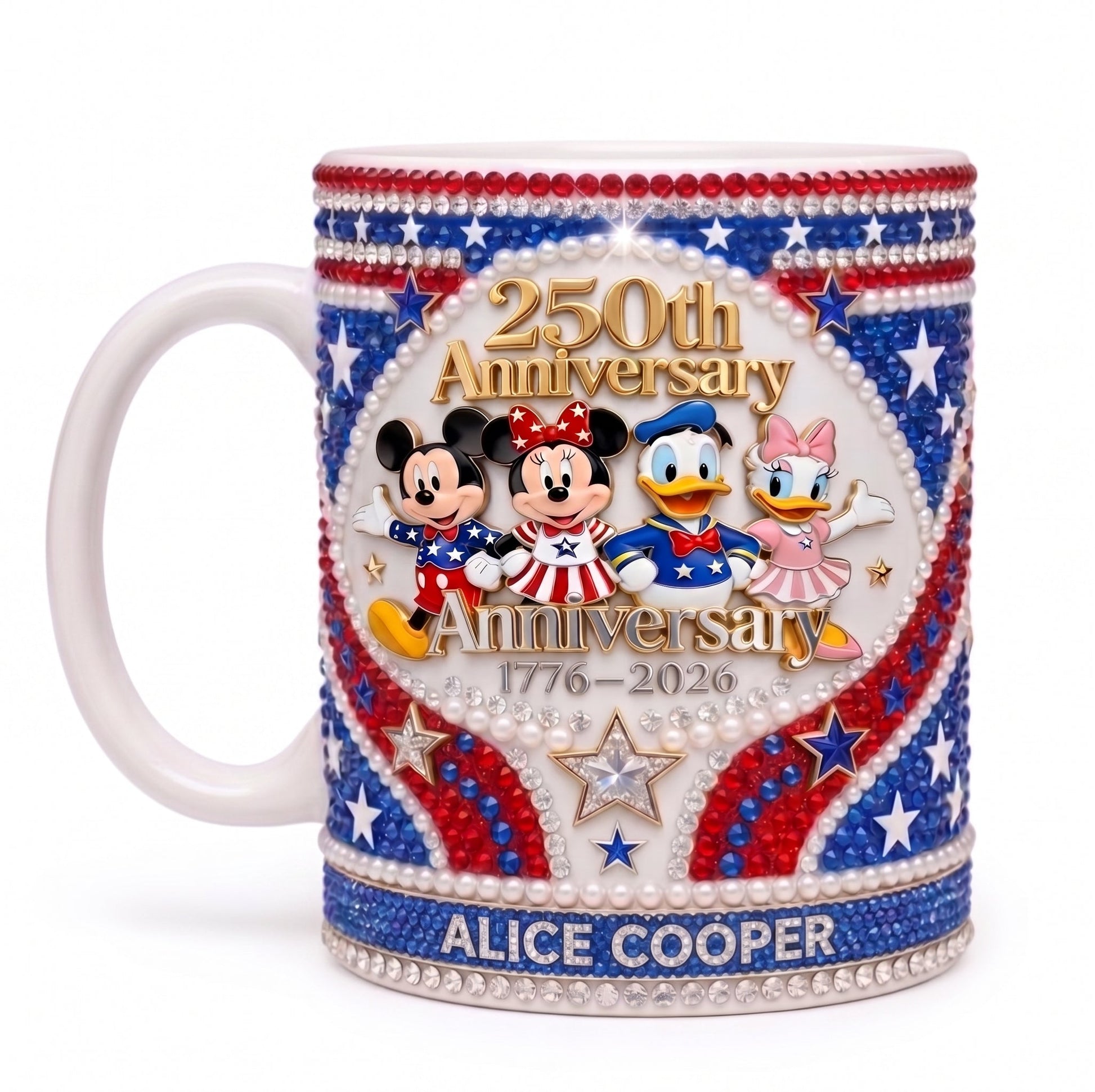 MkMo Magical Mouse & Funny Friends Celebrate 250th Anniversary -  Personalized Edge To Edge Mug - Gift For Movie Fans, Patriots