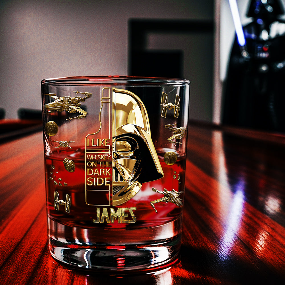 Stwa I Like Whiskey On The Dark Side - Personalized Whiskey Glass - Christmas Gift For Drinkers HH01