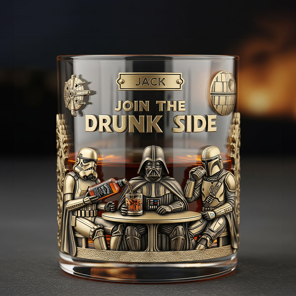 Stwa Join The Drunk Side - Personalized Whiskey Glass - Christmas Gift For Drinkers HH01