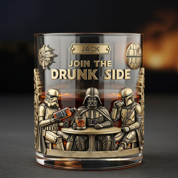 Stwa Join The Drunk Side - Personalized Whiskey Glass - Christmas Gift For Drinkers HH01