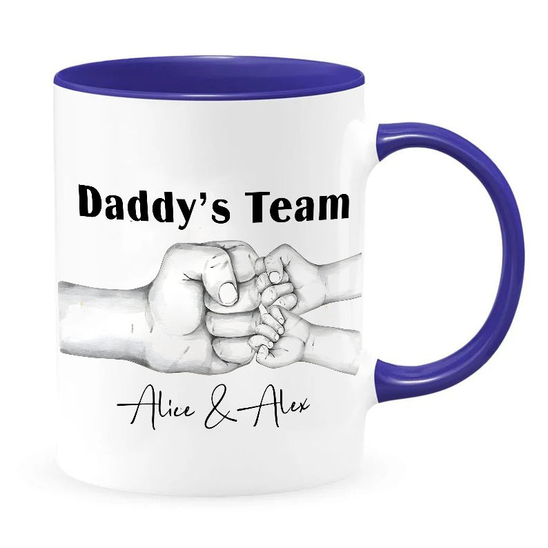 litzzy Personalized  Daddy Child Fist Bump Fathers Day Accent Mug, Custom Dad Mug Coffee Grandpa Funny Cute Mug Mug   
