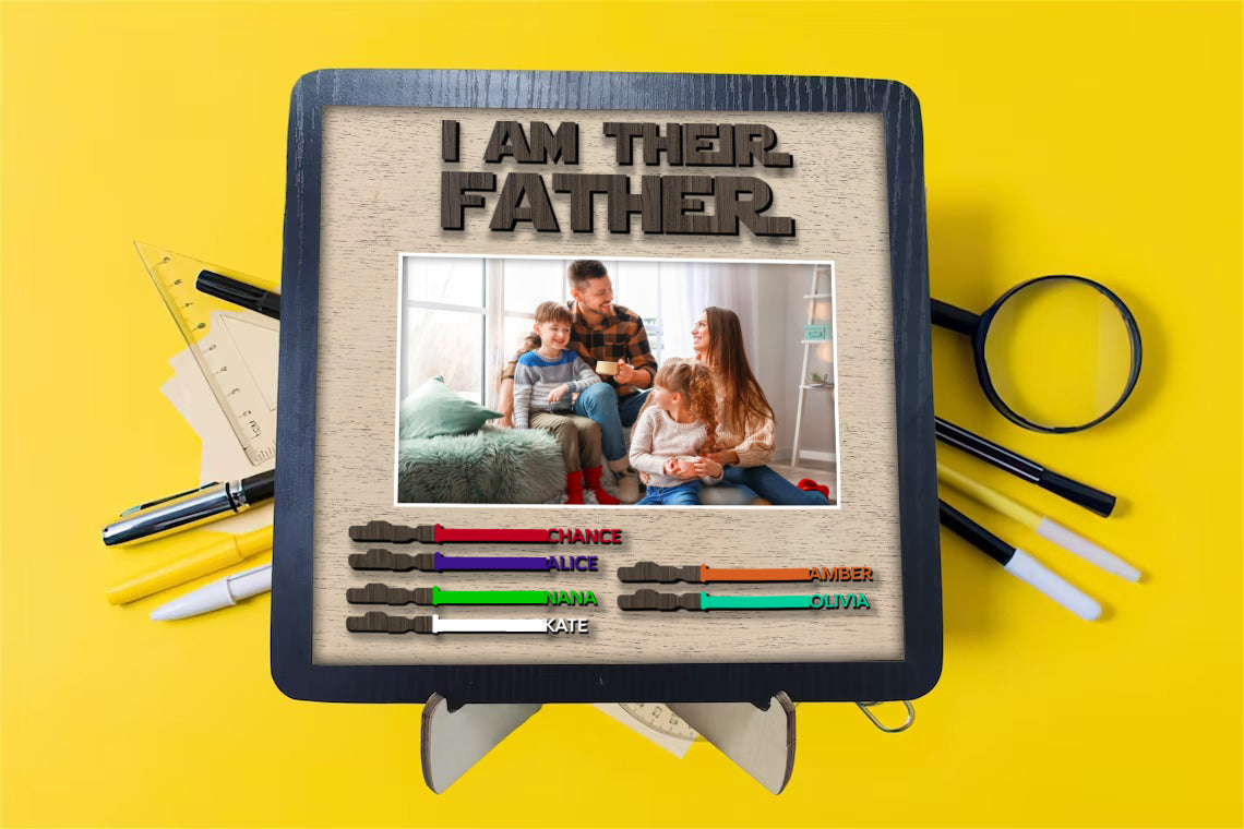 litzzy Unique Lightsaber Gift for Dad With Photo Upload: I Am Their Father Sign, Father's Day Gift 2023, Father Wooden Handmade Sign Custom Wooden Sign   