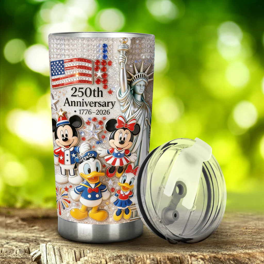 MkMo 250th Anniversary With Cute Characters - Personalized Tumbler - Independence Day For Movie Fans