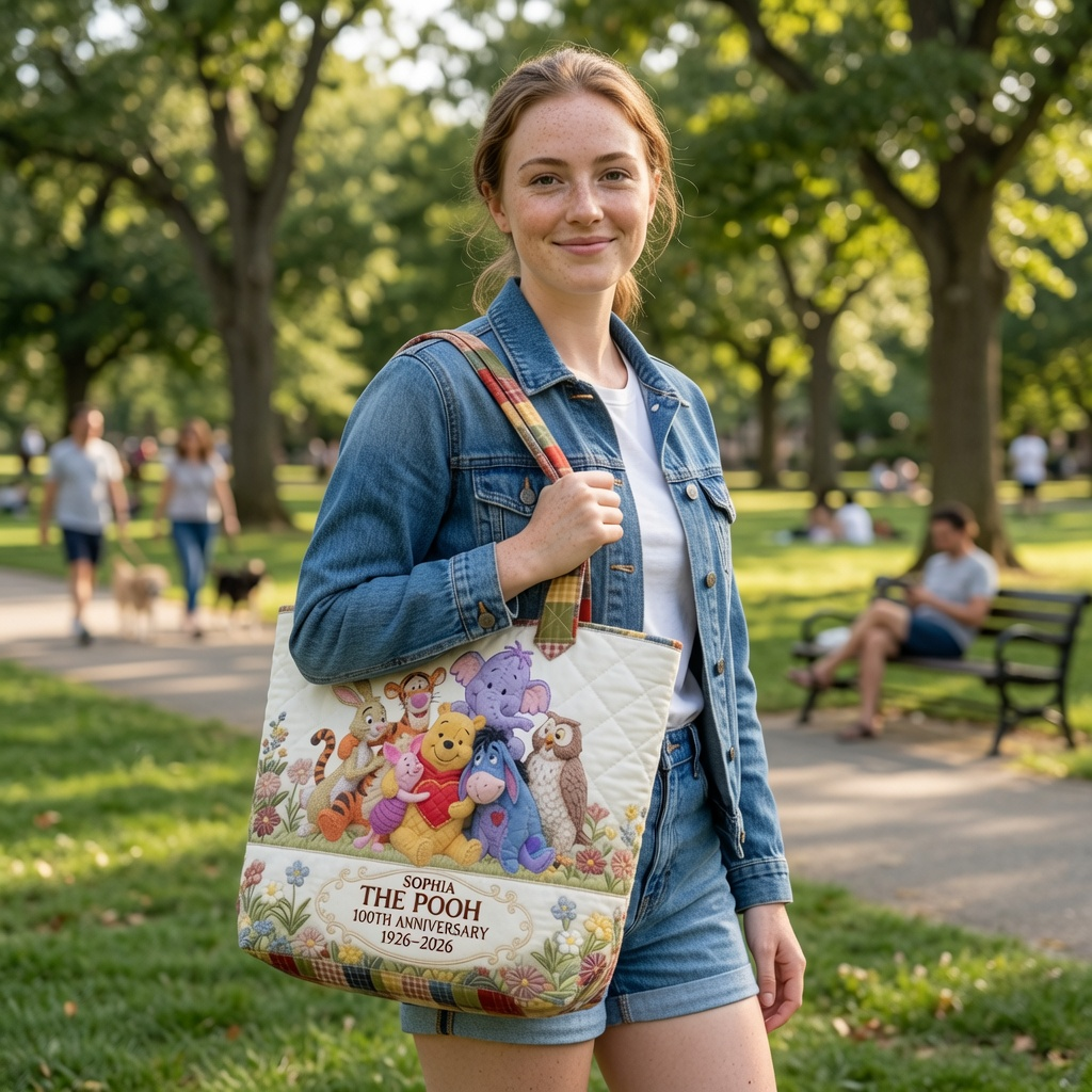 DSNY Honey Bear Celebrate 100 Years Of Friendship - Personalized Quilted Tote Bag HH01 - image 3