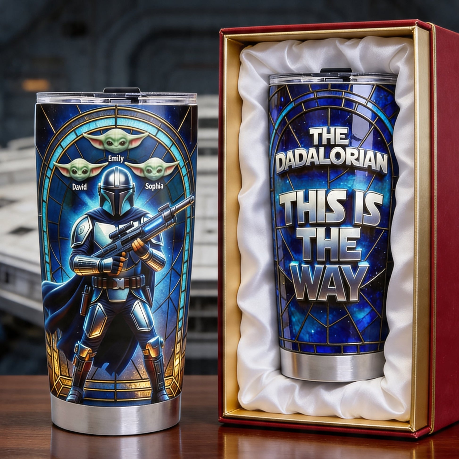 Stwa This Is The Way Dad Protects His Child - Personalized Tumbler - Gift For Dad, Movie Fans