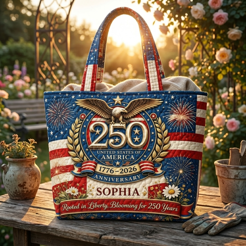US 250th Anniversary Patriotic Bald Eagle - Personalized Quilted Tote Bag - Gift For Her - image 3